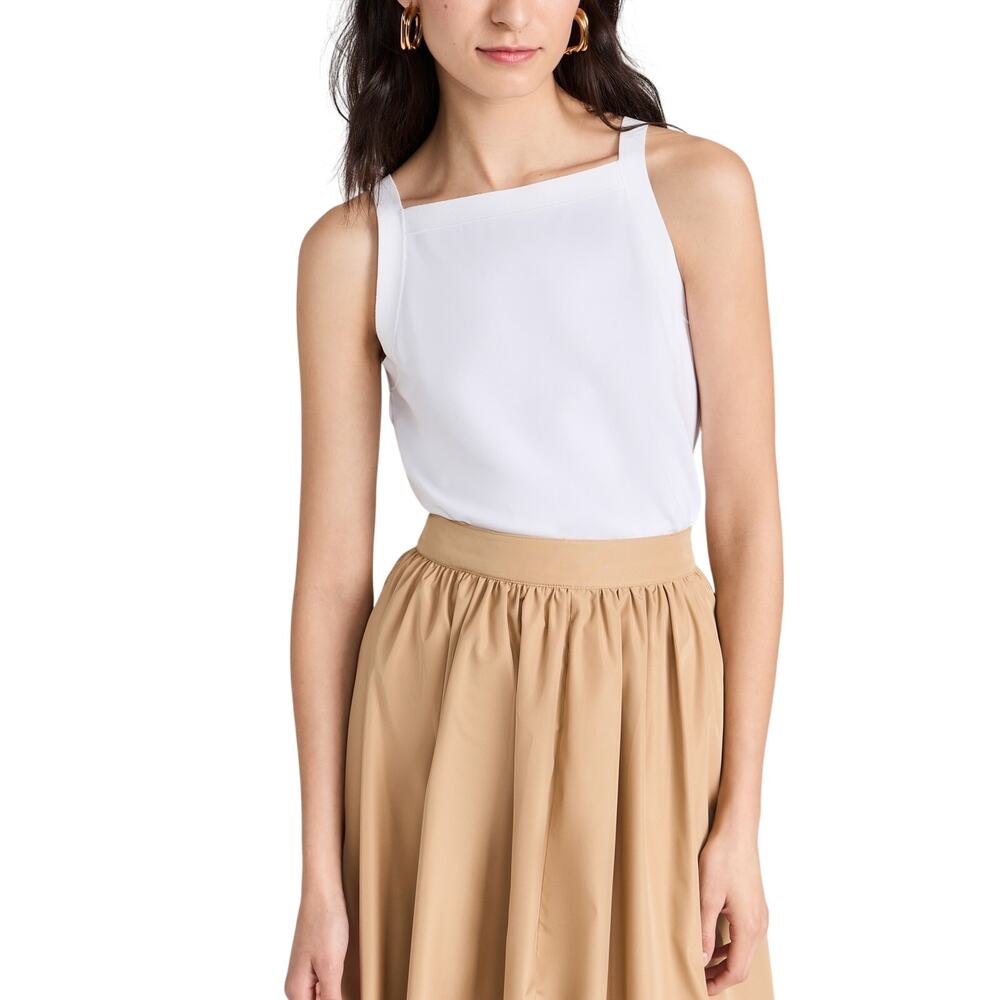 Theory Minimalist White Square Neck Tank Top Size M
